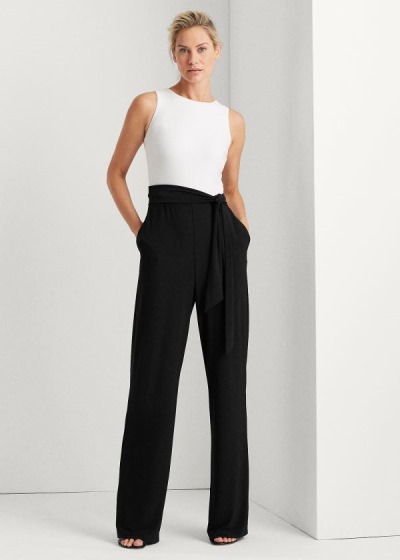 Jumpsuits Ralph Lauren Mujer Negros / Blancos - Two-Tone Jersey - IDPRU9631